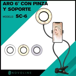 ARO LED 6" CON PINZA Y SOPORTE